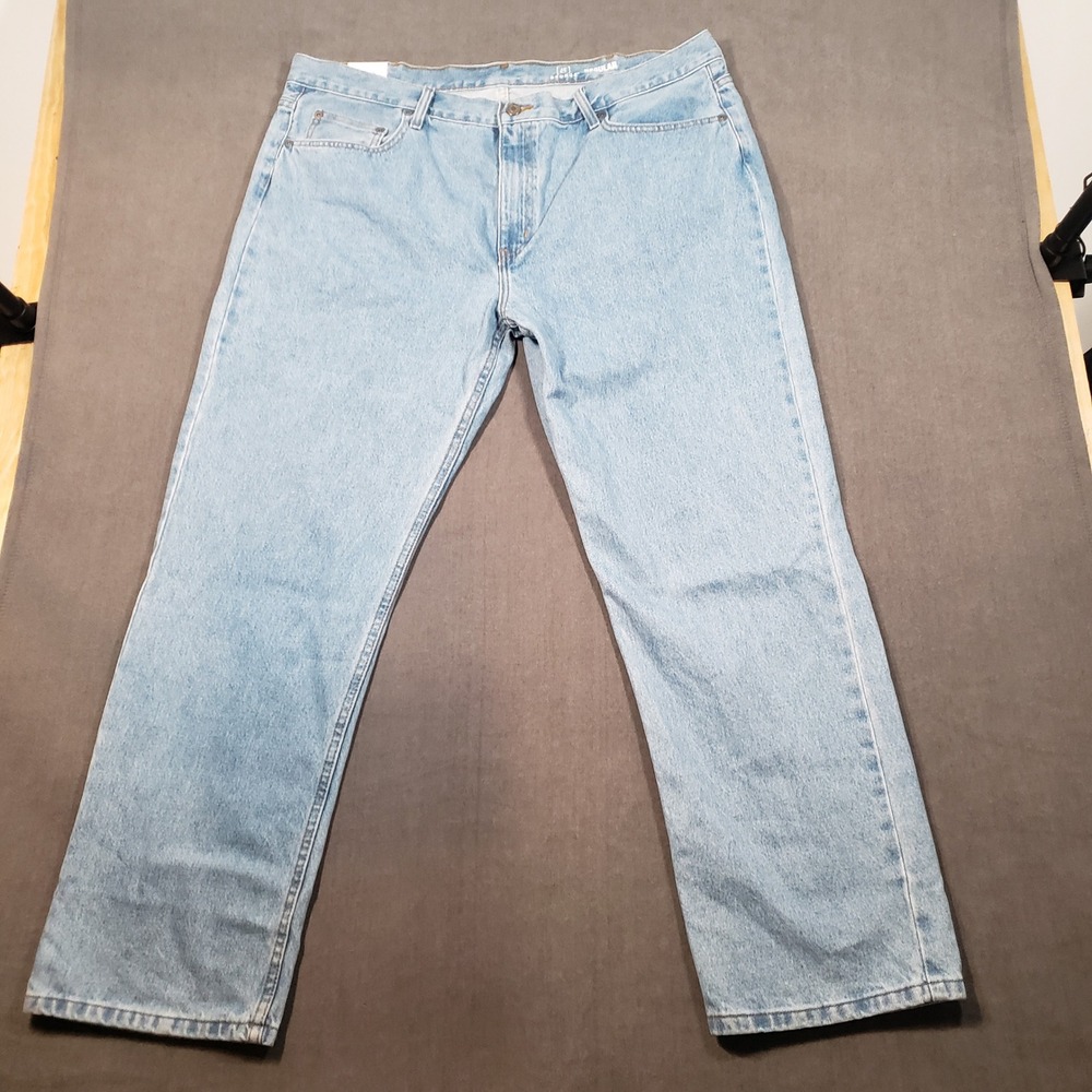 George Regular Fit Jeans Mens 42x32 Light Wash Straight Leg Cotton